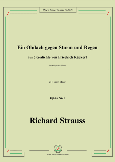 Richard Strauss-Ein Obdach gegen Sturm und Regen,in F sharp Major (arr. OSM Press)