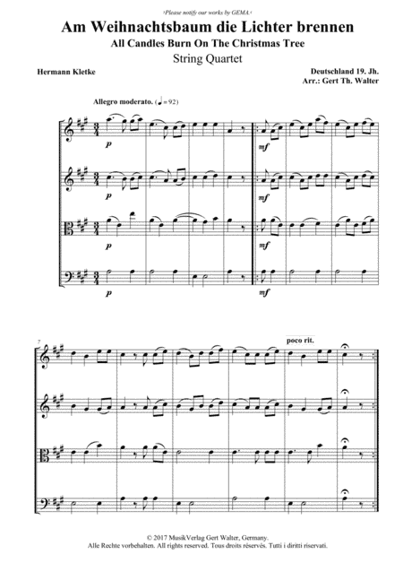 All Candles Burn On The Christmas Tree (arr. Gert Th. Walter)