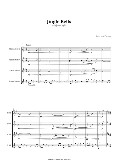 Jingle Bells in Different Styles for Clarinet Ensemble (arr. Ander)