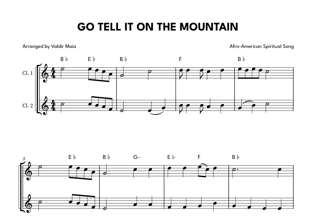 Go Tell It On The Mountain - Clarinet Duet (arr. Valdir Maia)