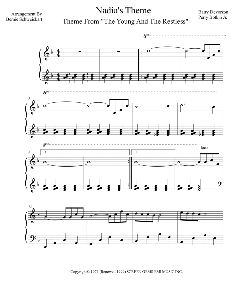 Nadia's Theme (arr. Bernie Schweickart)