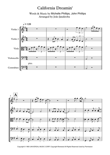 California Dreamin' (arr. João Lourenço Gama Jandiroba)