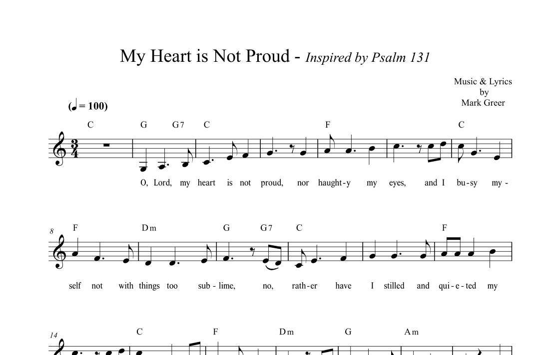 My Heart is Not Proud - Inspired by Psalm 131