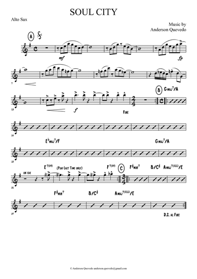 Soul City by Anderson Quevedo - Jazz Funk for Alto Sax
