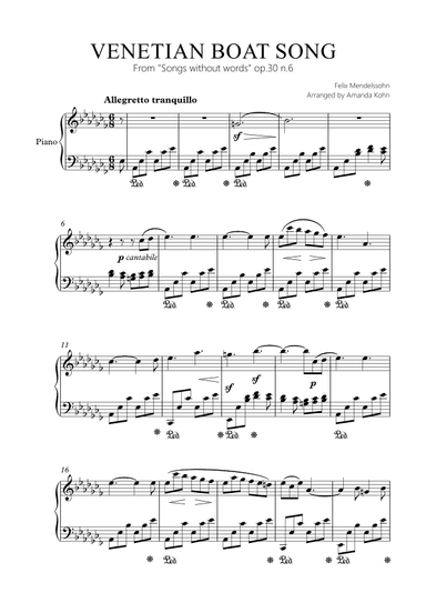 Venetian Boat song  op.30 n.6 (Abm) (arr. Amanda Kohn)