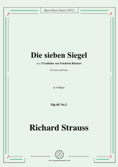 Richard Strauss-Die sieben Siegel,in A Major,Op.46 No.3 (arr. OSM Press)