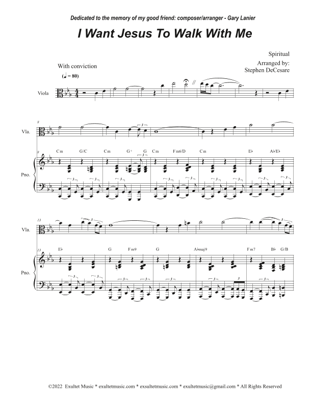 I Want Jesus To Walk With Me (Viola solo and Piano) (arr. Stephen DeCesare)
