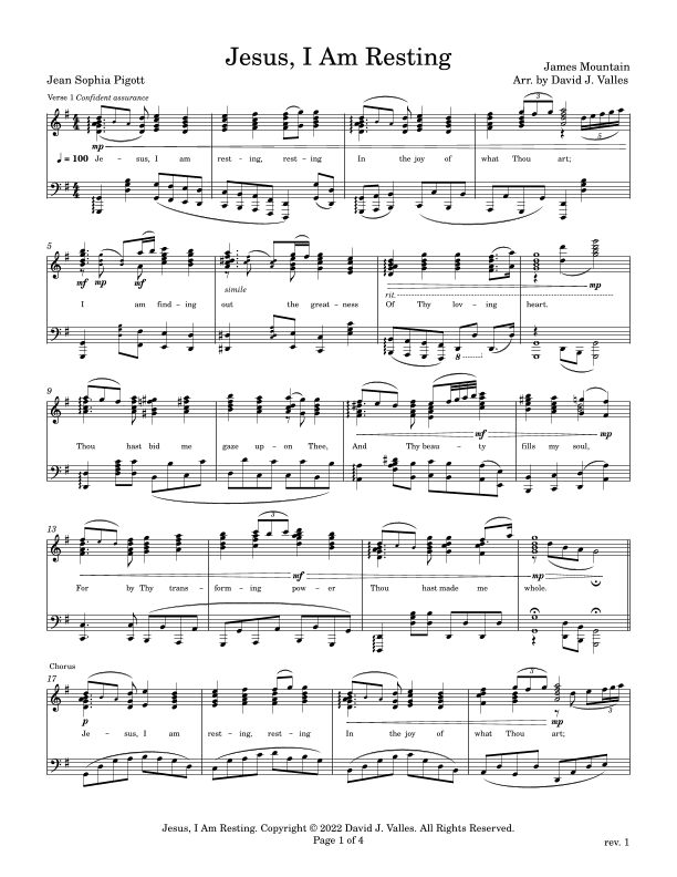 Jesus, I Am Resting (arr. David J. Valles)