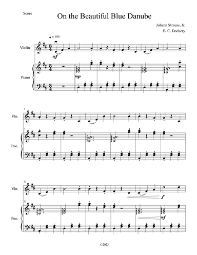 The Blue Danube (Violin Solo with Piano Accompaniment) (arr. B. C. Dockery)
