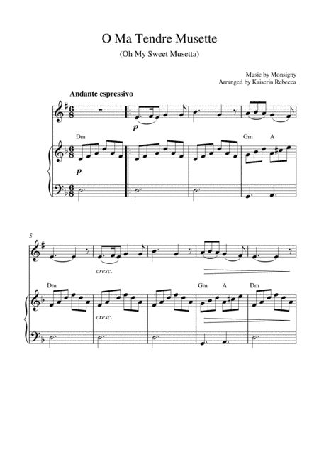 O Ma Tendre Musette (Oh My Sweet Musetta) (trumpet in B flat solo and piano accompaniment) (arr. Kaiserin Rebecca)