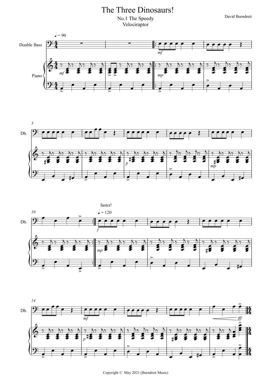 3 Dinosaur Pieces! for Double Bass and Piano