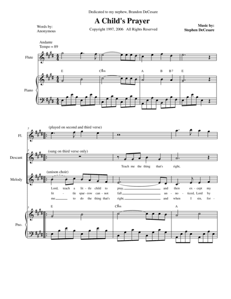 A Child's Prayer (2-part choir)