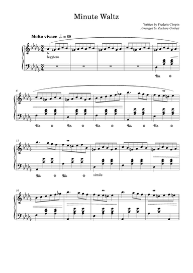 Waltz Opus 64, No. 1 in Db Major "Minute Waltz" (arr. Zachary Corbett)