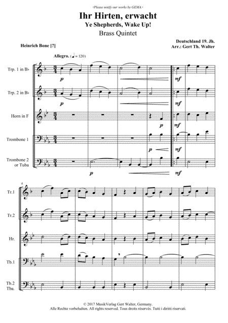 Ye Shepherds, Wake Up! (arr. Gert Th. Walter)