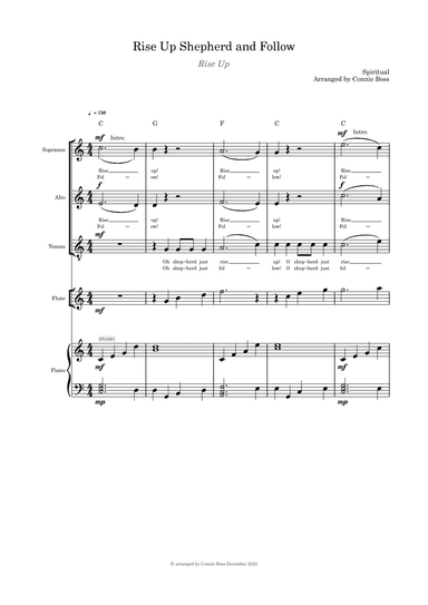 Rise Up Shepherd and Follow Trio with flute or cello or violin and piano (arr. Connie Boss)