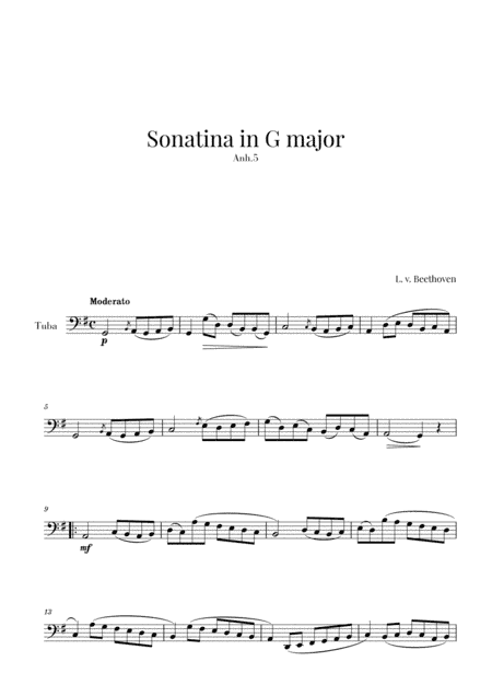 Beethoven - Sonatina in G Major (for Tuba) (arr. Cadenza Editions)