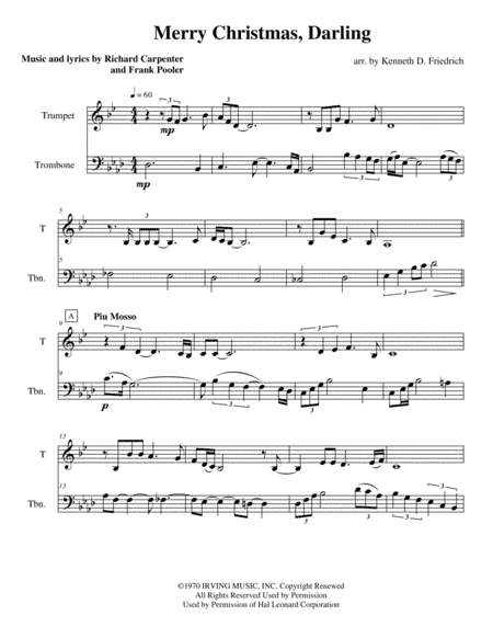 Merry Christmas, Darling (arr. Kenneth D. Friedrich)