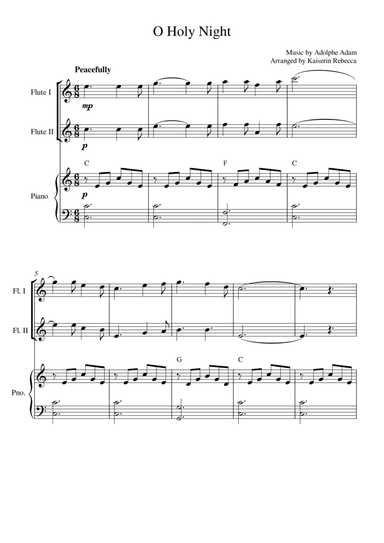 O Holy Night (for flute duet and piano accompaniment) (arr. Kaiserin Rebecca)