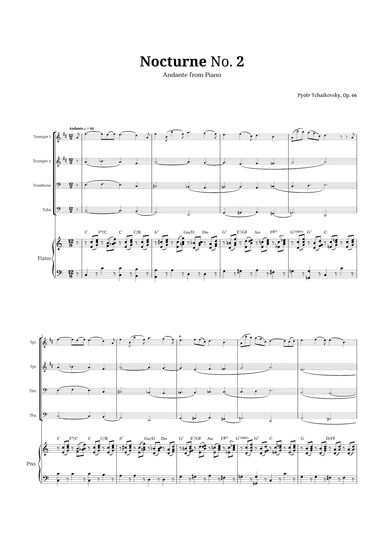 Nocturne by Chopin for Brass Quartet and Piano (arr. Langanho)