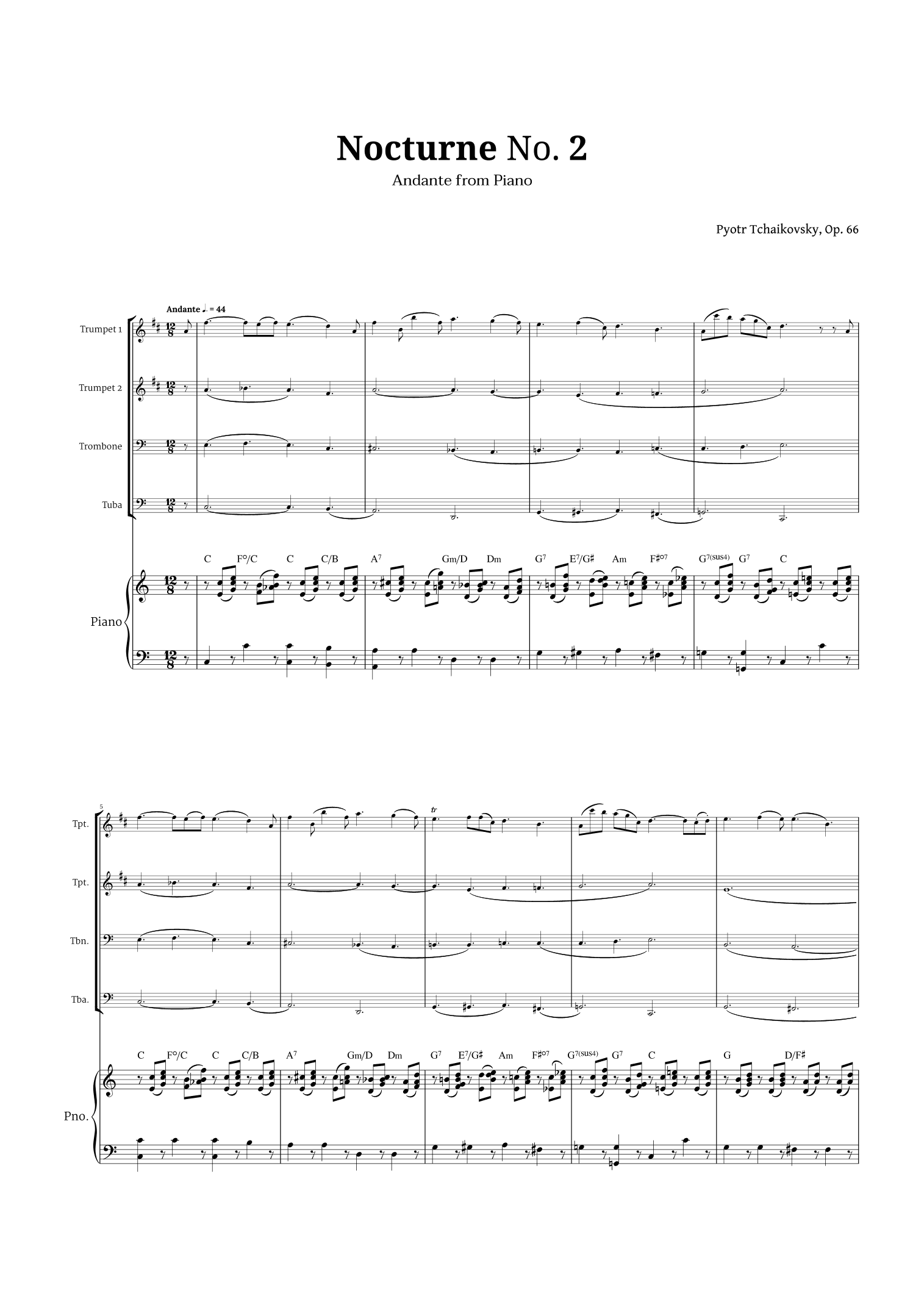Nocturne by Chopin for Brass Quartet and Piano (arr. Langanho)