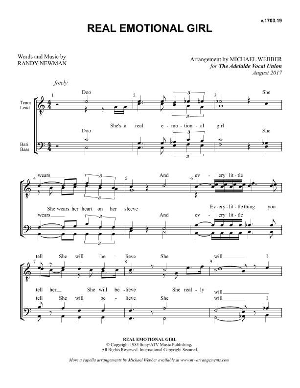 Real Emotional Girl (arr. Michael Webber)
