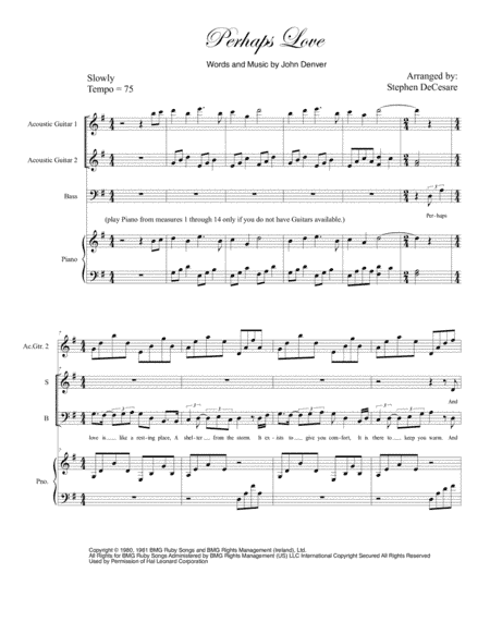Perhaps Love (arr. Stephen DeCesare)