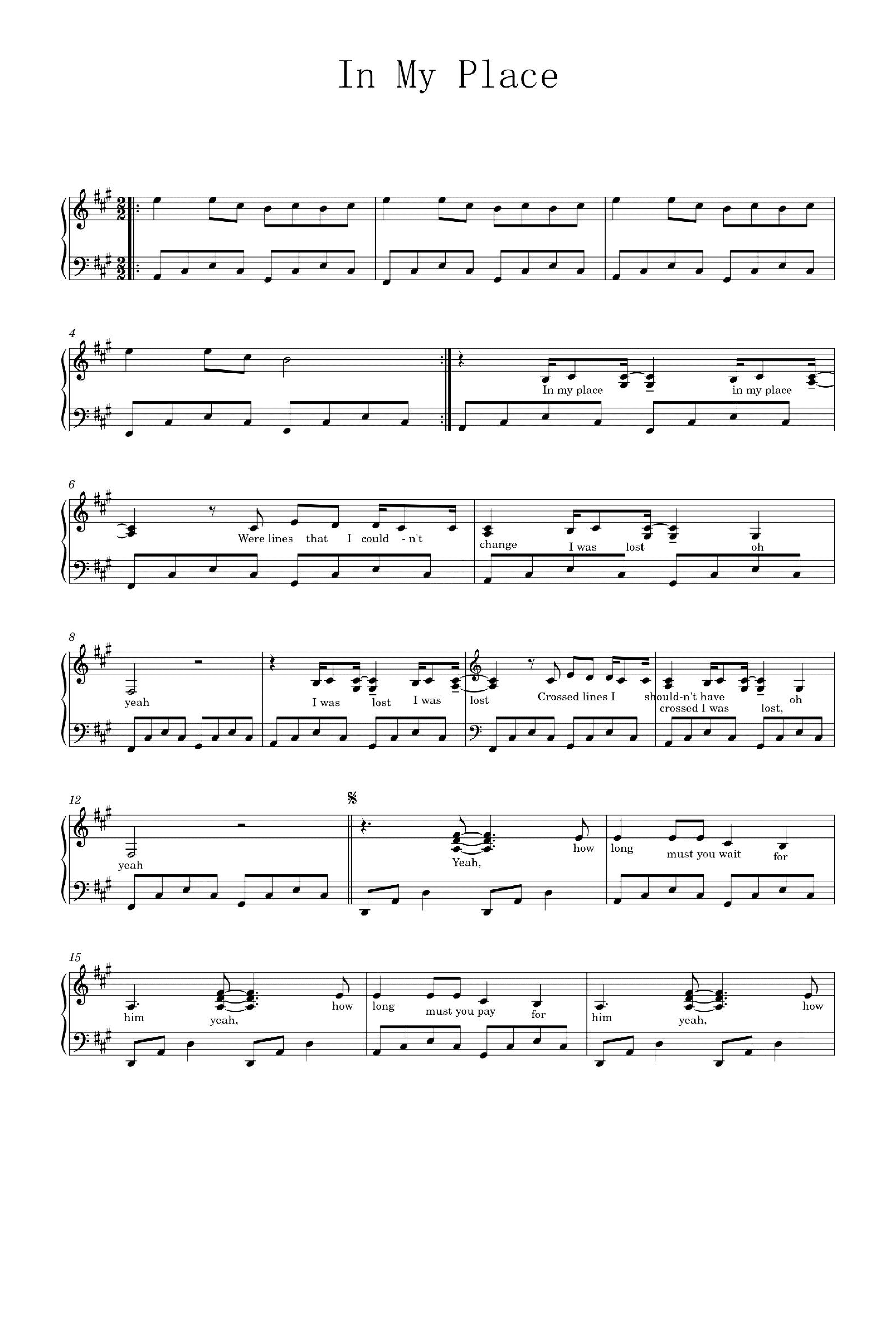 In My Place (arr. Coldplay)