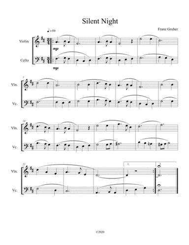 Silent Night (violin and cello duet) (arr. B C Dockery)