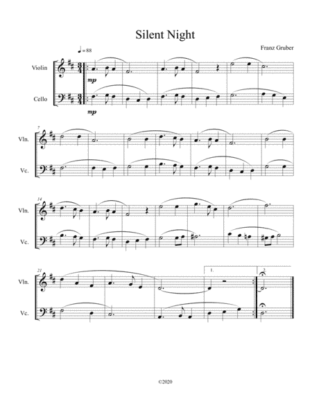 Silent Night (violin and cello duet) (arr. B C Dockery)