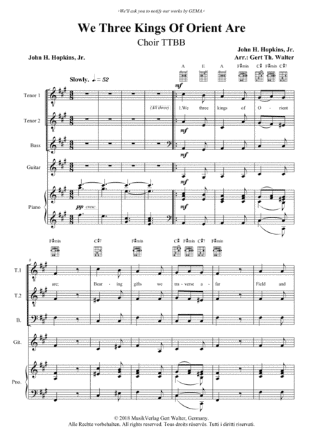 We Three Kings Of Orient Are (arr. Gert Th. Walter)
