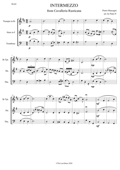 Intermezzo from Cavalleria Rusticana by Pietro Mascagni - BRASS TRIO (arr. PETER P.)