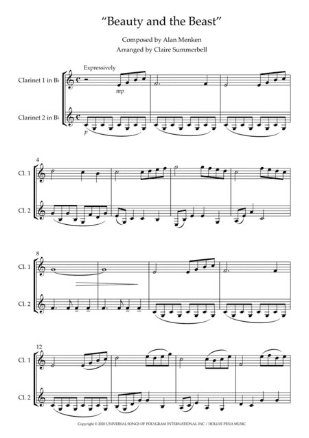 Beauty And The Beast (arr. Claire Summerbell)