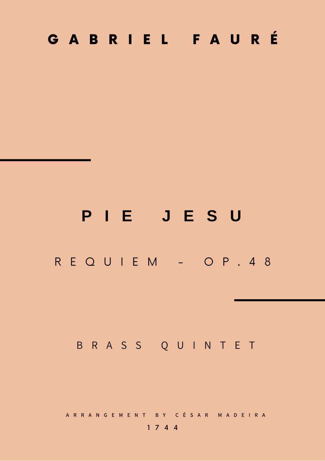 Pie Jesu (Requiem, Op.48) - Brass Quintet (Full Score) - Score Only (arr. César Madeira)