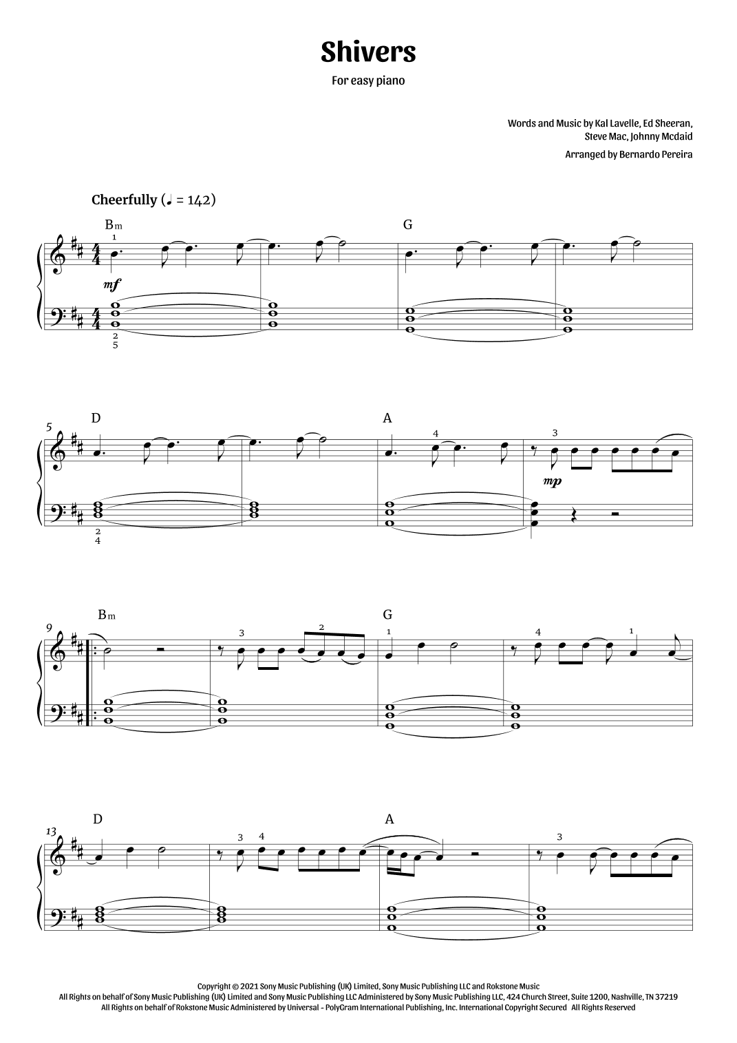 Shivers (arr. Bernardo Pereira)