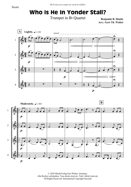 Who Is He In Yonder Stall? (arr. Gert Th. Walter)