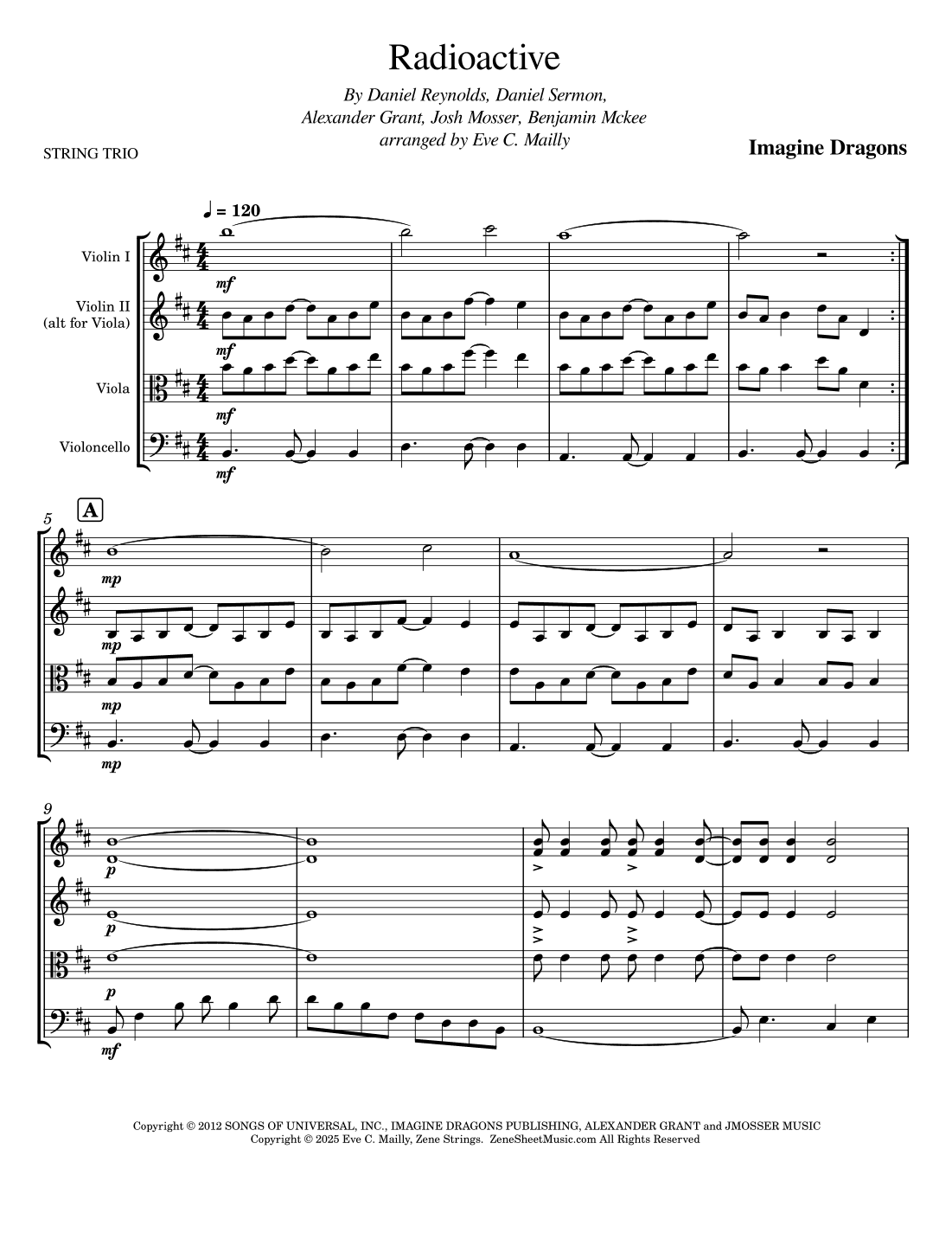 Radioactive (arr. Eve C. Mailly - Zene Strings)