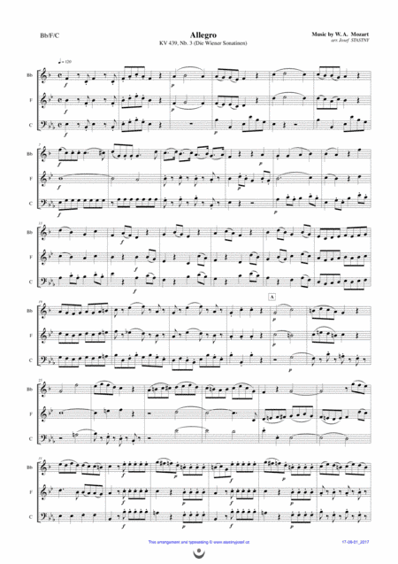 Allegro (from Die Wiener Sonatinen) (arr. Josef STASTNY)
