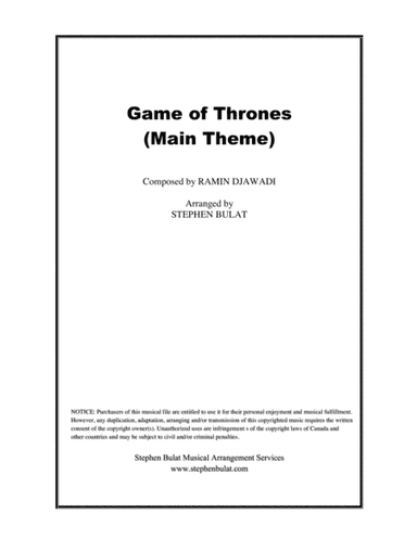 Game Of Thrones (arr. Stephen Bulat)