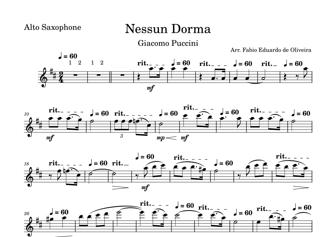 Nessun Dorma (Puccini) - Easy Arrangement (arr. Fabio Eduardo de Oliveira)