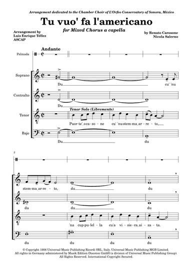 Tu Vuò Fà L'americano (arr. Luis Enrique Téllez)