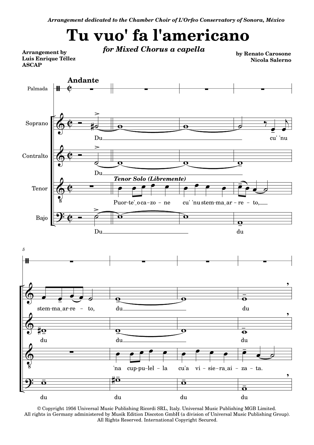 Tu Vuò Fà L'americano (arr. Luis Enrique Téllez)