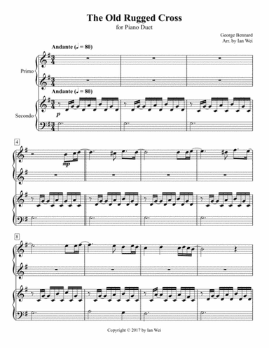 The Old Rugged Cross for Piano Duet (arr. Ian Wei)