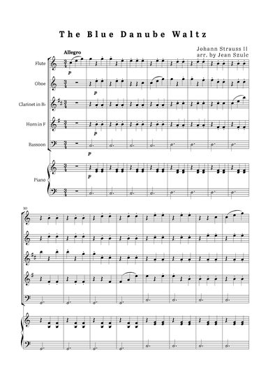 The Blue Danube Waltz - Woodwind Quintet with Piano (arr. Jean Szulc)