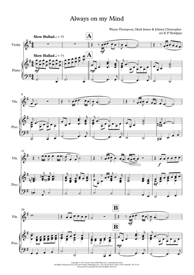 Always On My Mind (arr. Kevin P Holdgate)