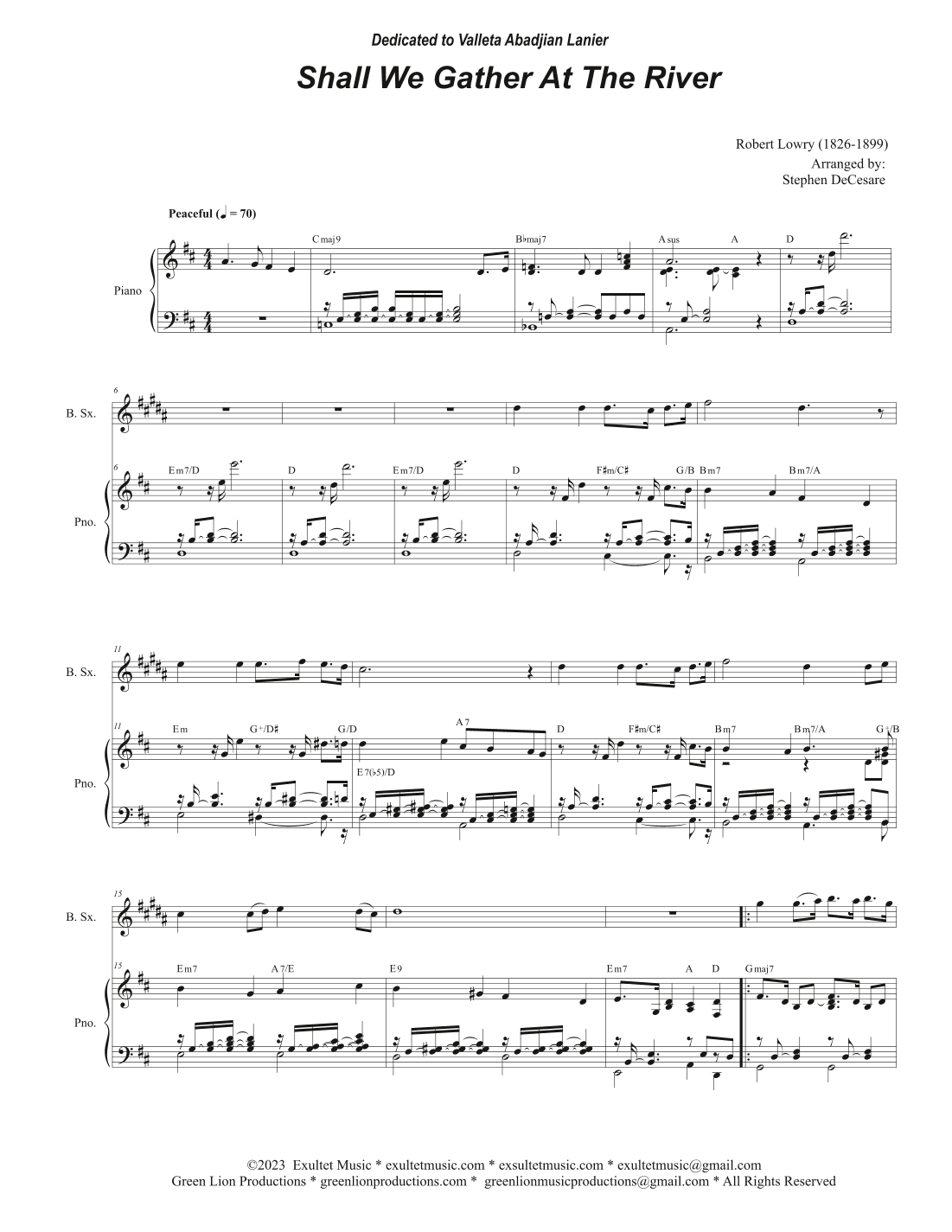 Shall We Gather At The River (Baritone Saxophone and Piano) (arr. Stephen DeCesare)