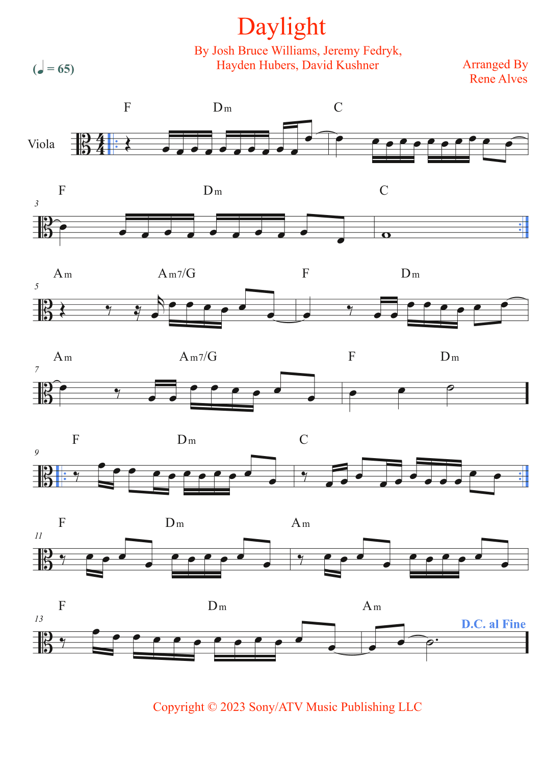 Daylight (arr. Rene Alves)