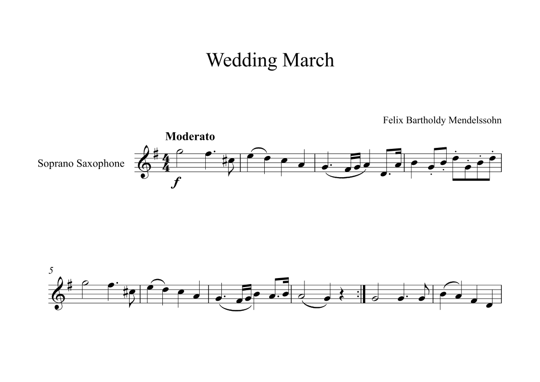 Wedding March - Felix Bartholdy Mendelssohn (Soprano Sax) (arr. Digital Book Music)