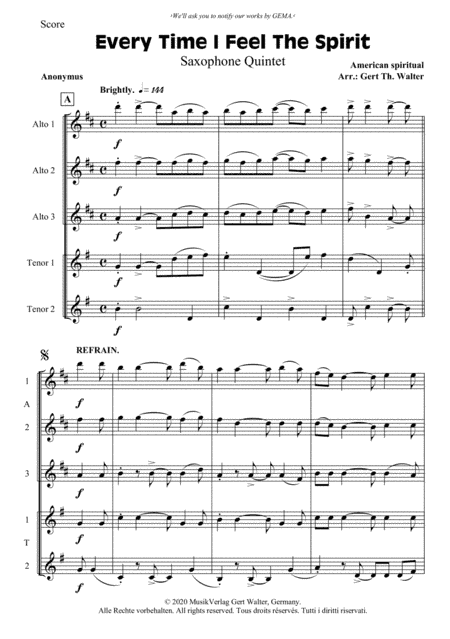 Every Time I Feel The Spirit (arr. Gert Th. Walter)