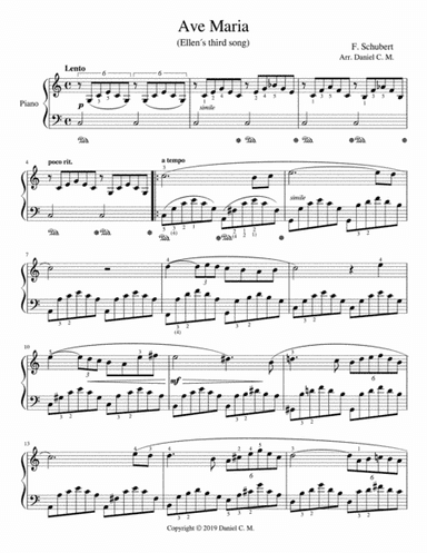 Ave Maria for piano (simplified) in C (arr. Daniel C. M.)