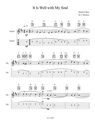 It Is Well with My Soul (Guitar Solo with TAB) (arr. B. C. Dockery)